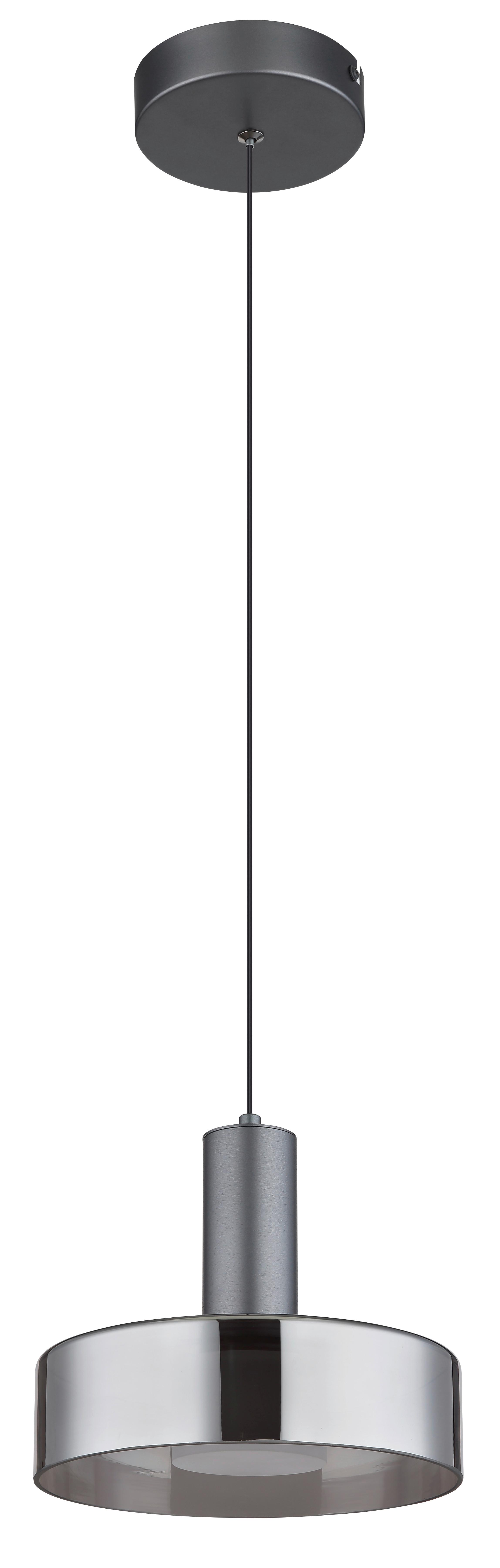 Led-hängeleuchte Grant Grau Schwarz D: 22 Cm - Schwarz/Grau, Design, Glas/Kunststoff (22/150cm) - Globo