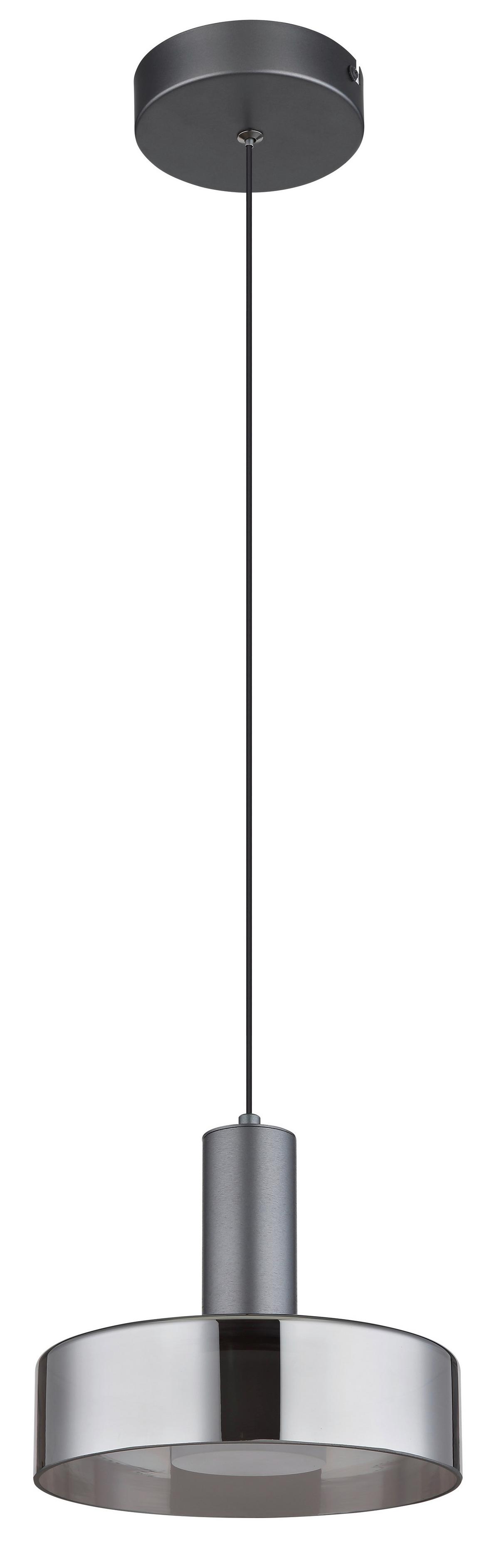 Led-hängeleuchte Grant Grau Schwarz D: 22 Cm - Schwarz/Grau, Design, Glas/Kunststoff (22/150cm) - Globo