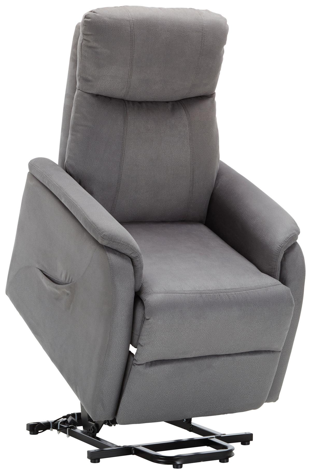 Relaxačné kreslo JOHNSY, sivá, pomoc pri vstávaní - sivá, Konventionell, kov/textil (73/110/94cm) - Mömax