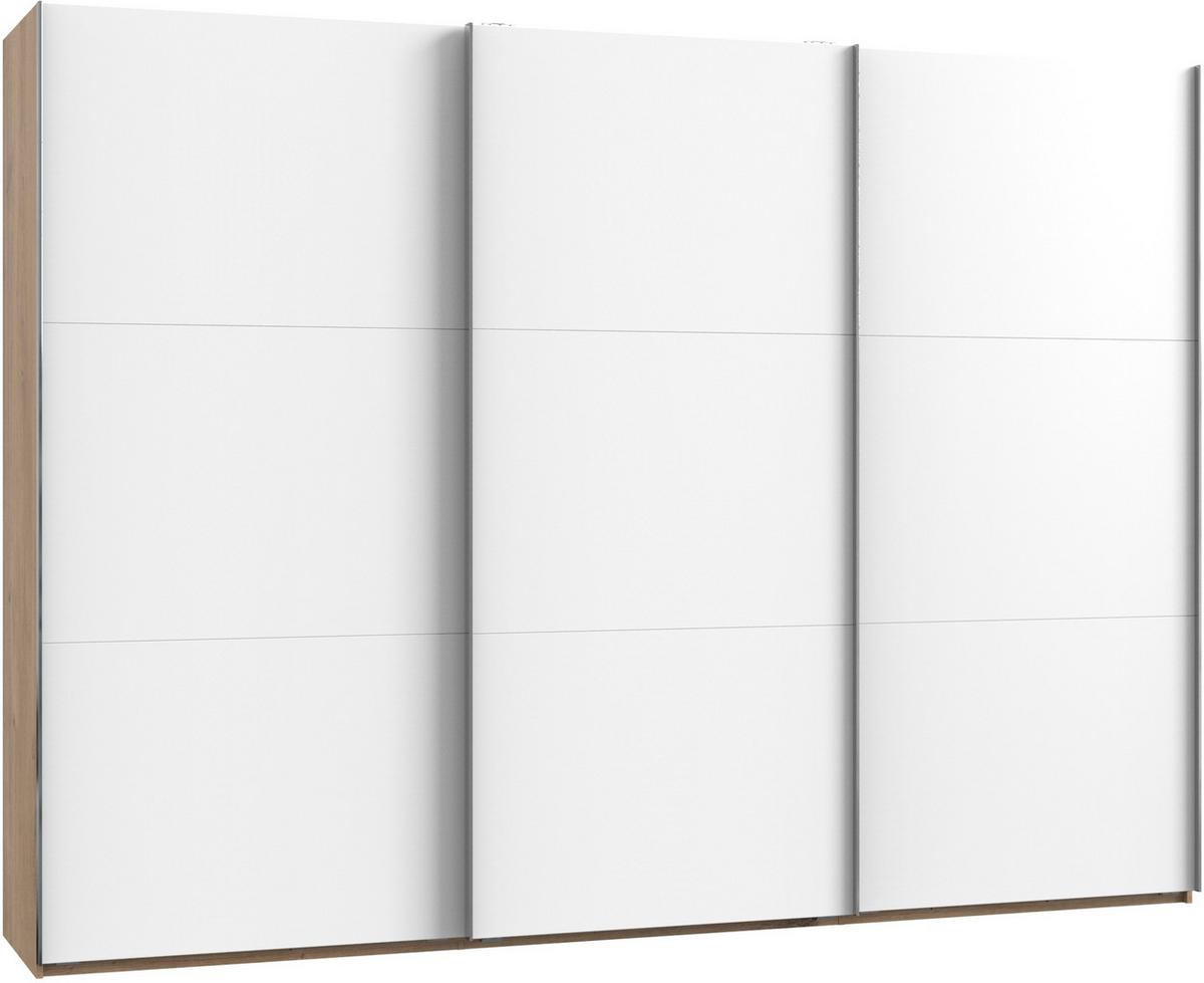 Schwebetürenschrank B: 300 Cm Level, Weiß/eiche Dekor - Eichefarben/Weiß, MODERN, Holzwerkstoff (300/216/65cm) - MID.YOU