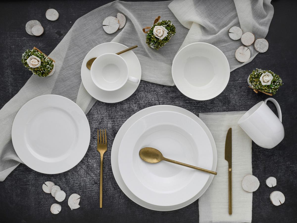Kombiservice Fluer Royal Keramik 6 Personen - Weiß, Basics, Keramik - Creatable