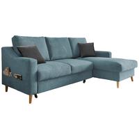 Ecksofa Valentina Blau S: 228/150 cm - Blau/Schwarz, Design, Textil (228/150cm) - MID.YOU