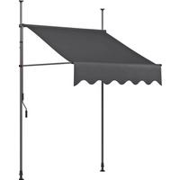 Klemmmarkise BxHxT: 200x200 300x120 cm Dunkelgrau/Weiß - Dunkelgrau, Basics, Textil/Metall (200/225-300/120cm)