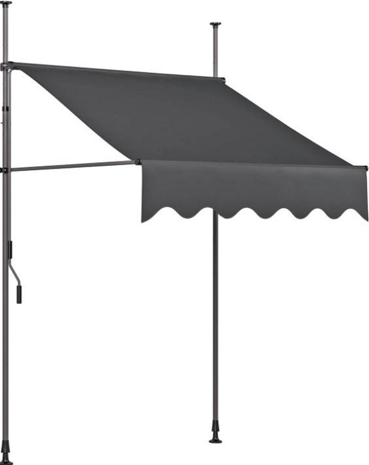 Klemmmarkise BxHxT: 200x200 300x120 cm Dunkelgrau/Weiß - Dunkelgrau, Basics, Textil/Metall (200/225-300/120cm)