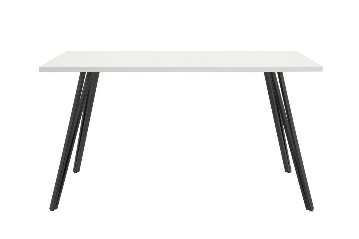 Tischgruppe Jennifer G - Weiß Hochglanz/Schwarz, MODERN, Holzwerkstoff/Textil (140/76/80cm) - MID.YOU
