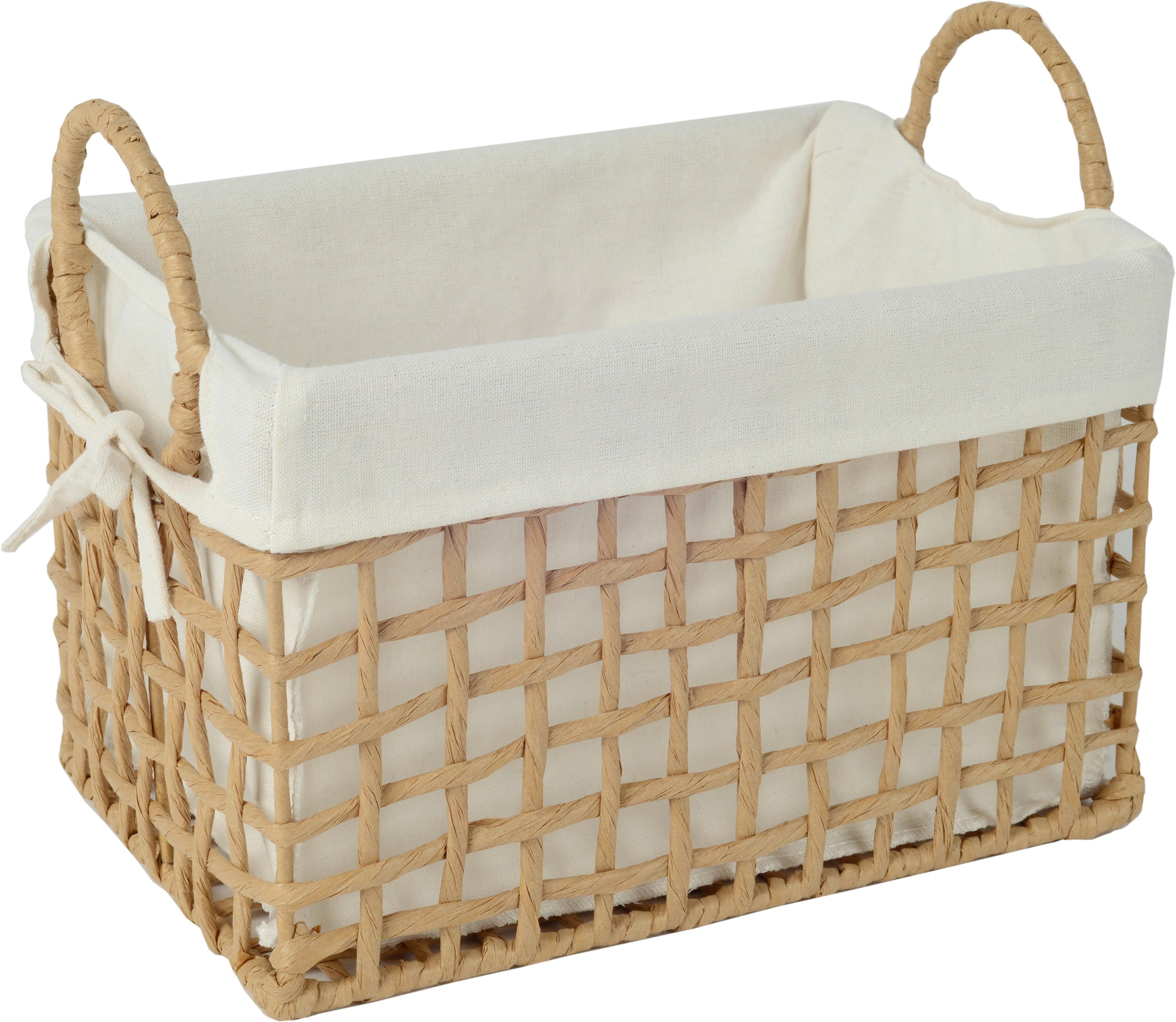 REGALKORB Alejna - Naturfarben/Weiß, ROMANTIK / LANDHAUS, Papier/Textil (30/20/19cm) - Luca Bessoni