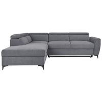 Ecksofa mit Bettkasten Lapis Velours Creme - Dunkelgrau/Schwarz, KONVENTIONELL, Textil (217/255cm) - MID.YOU
