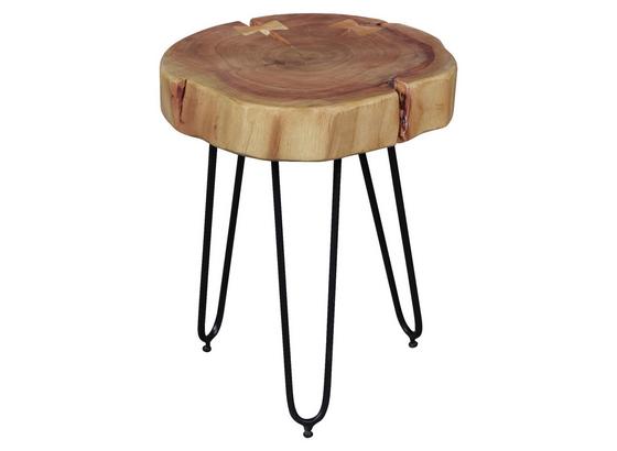 Beistelltisch Bagli D: ca. 35 cm - Schwarz/Akaziefarben, Design, Holz/Metall (35/35/46cm) - Carryhome Beistelltisch Bagli D: ca. 35 cm - Schwarz/Akaziefarben, Design, Holz/Metall (35/35/46cm) - Carryhome