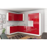 Eckküche Ip4050 Ohne Geräte 185x320 Cm Rot/weiß - Rot/Weiß, Basics (185/320cm)