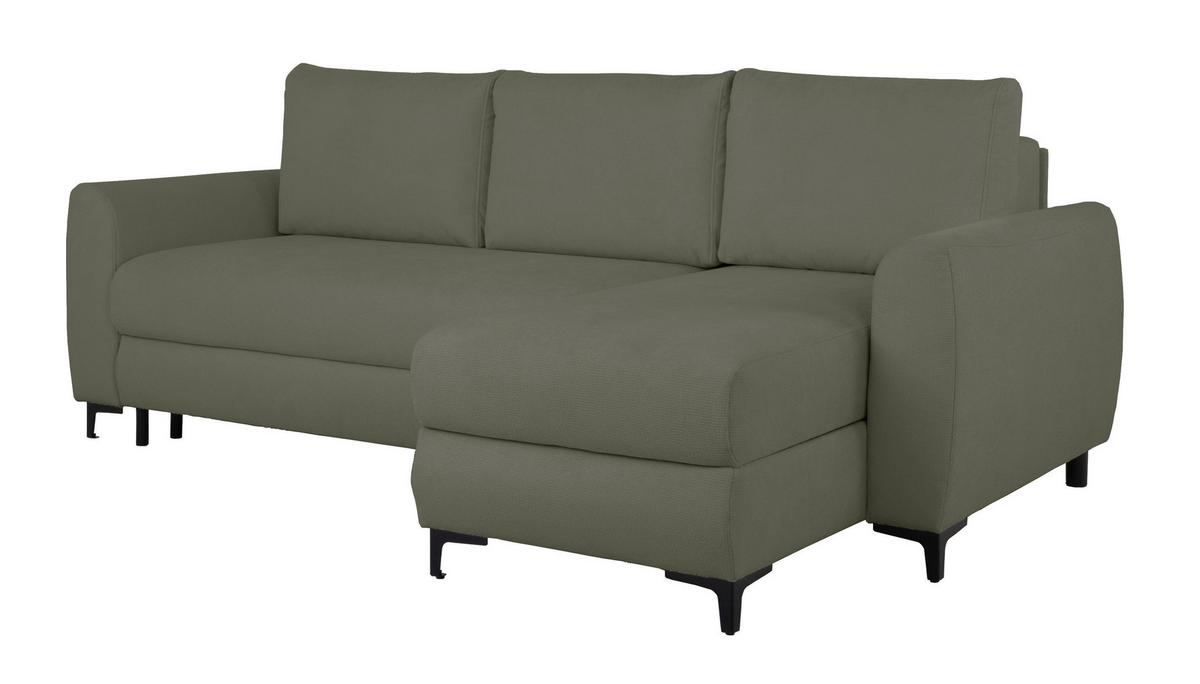 Ecksofa Moli, Grün S: 236x148 cm - Schwarz/Grün, Design, Textil (236/148cm) - MID.YOU