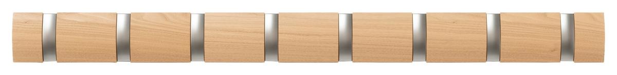Nástenný vešiak, 8 háčikov - prírodná farba, Design, drevo/plast (6,4/3,2/81,3cm) - Umbra