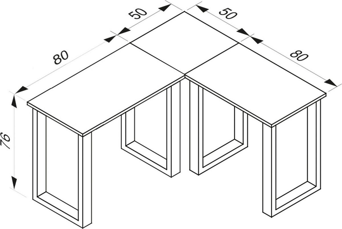 Eckschreibtisch Lona Weiß B: 50 cm - Schwarz/Weiß, MODERN, Holzwerkstoff/Metall (130/130/76cm) - MID.YOU