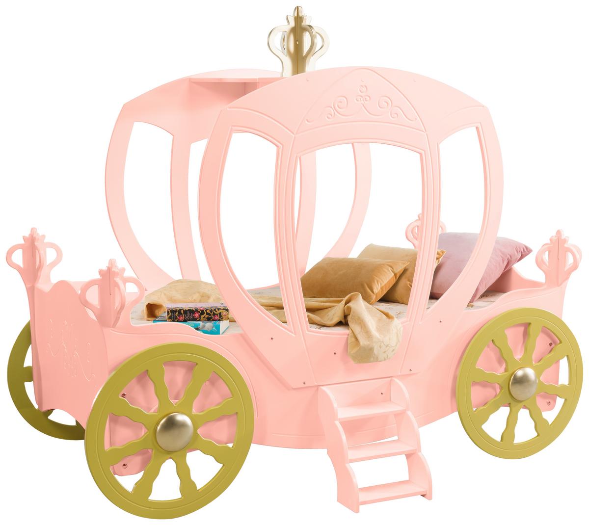 Kinderbett Prinzessin Kutsche Rosa - Pink/Weiß, LIFESTYLE, Holz/Holzwerkstoff (90/180cm) - Livetastic