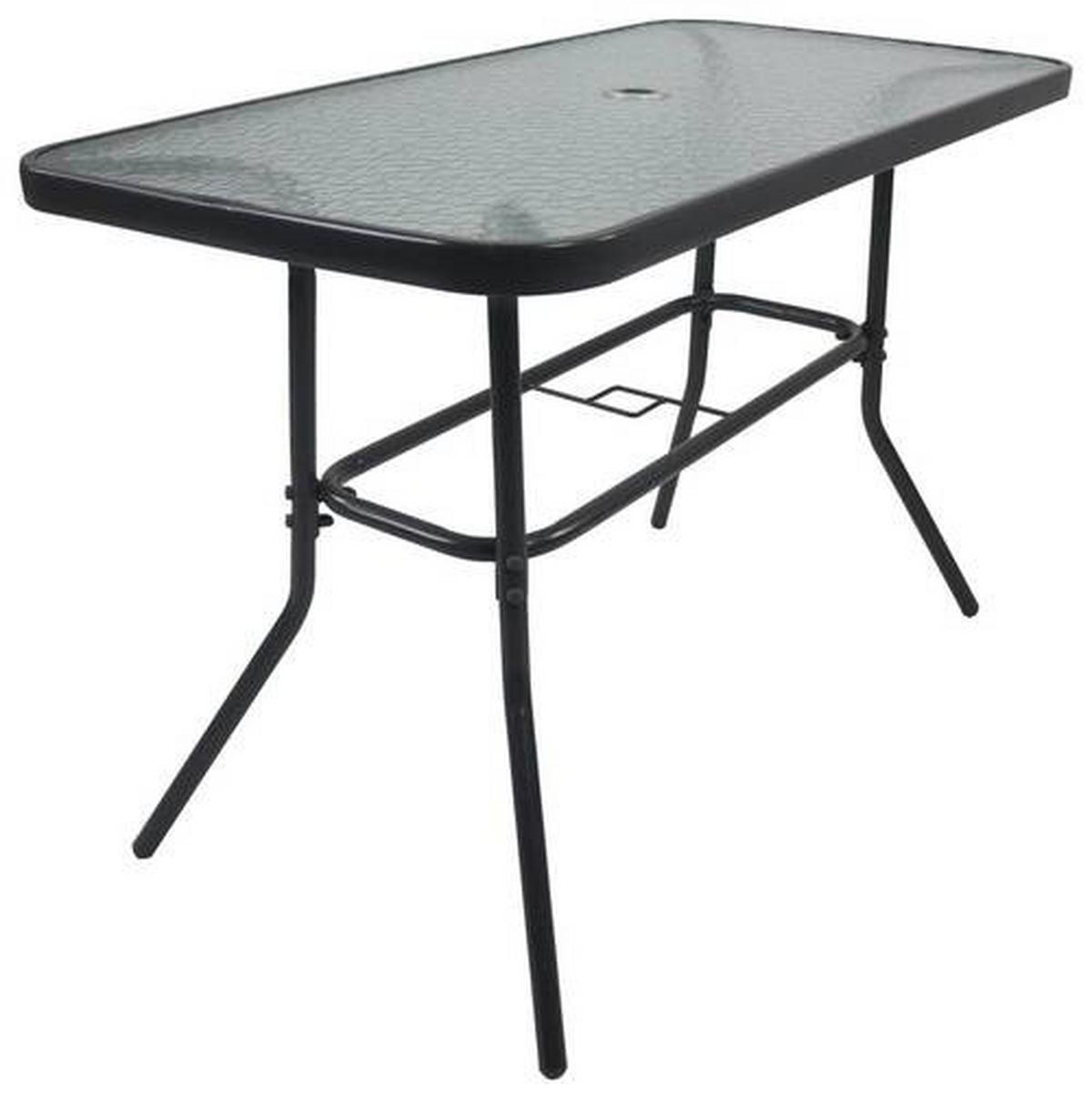 Záhradní stůl 110x55cm - antracitová, Basics, kov/sklo (110/55/70cm) - Gardenson
