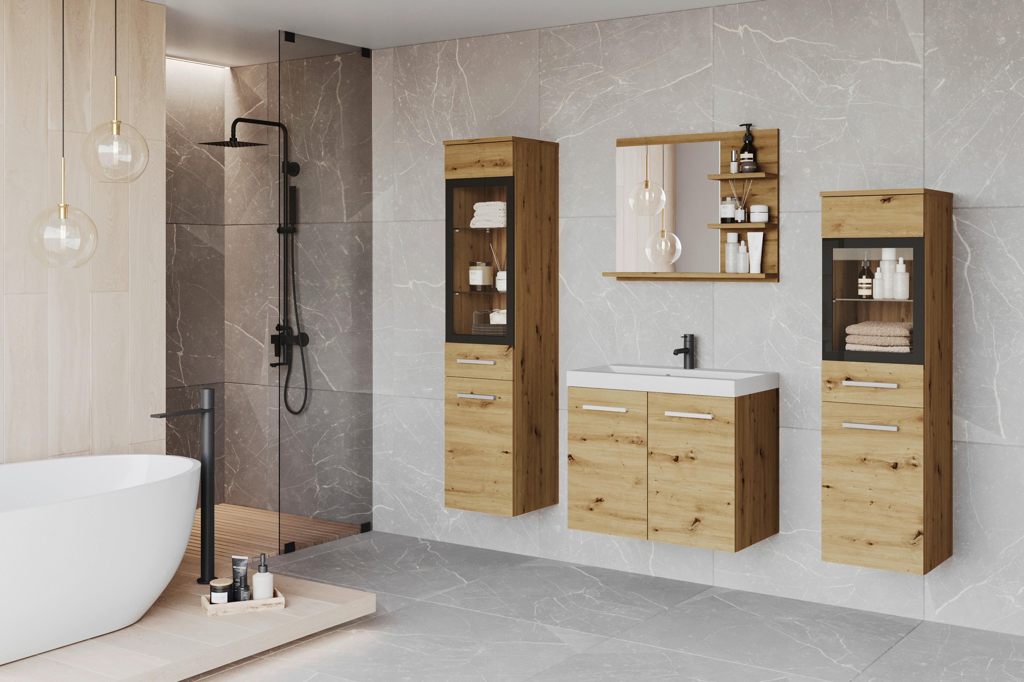 Kúpeľňa 5-dielan MADRIT dekor dub Artisan - biela/dub artisan, Lifestyle, kompozitné drevo/plast (120cm) - P & B