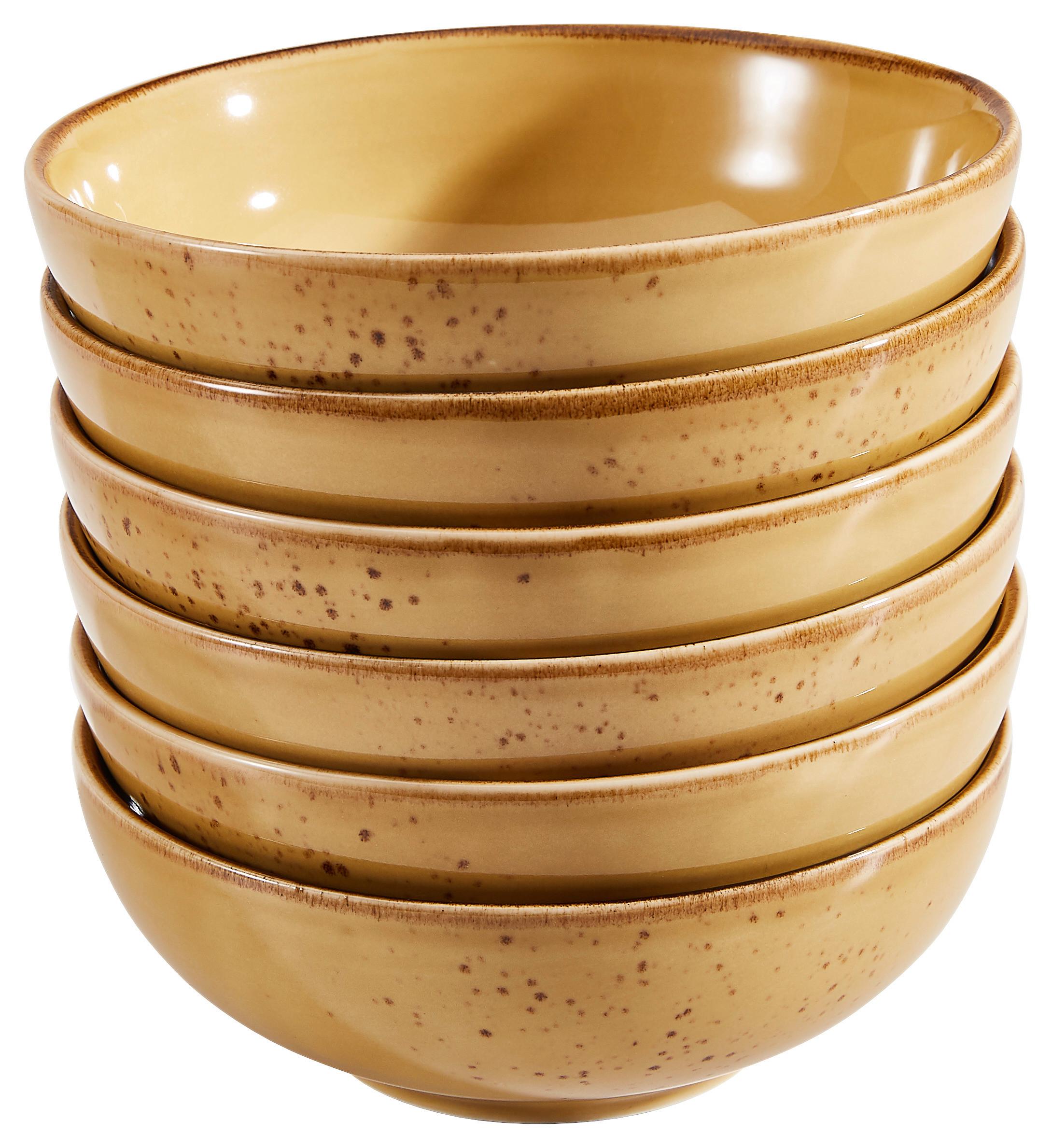 Schüsselset Steinzeug Gelb 6tlg. D: 16,5 cm