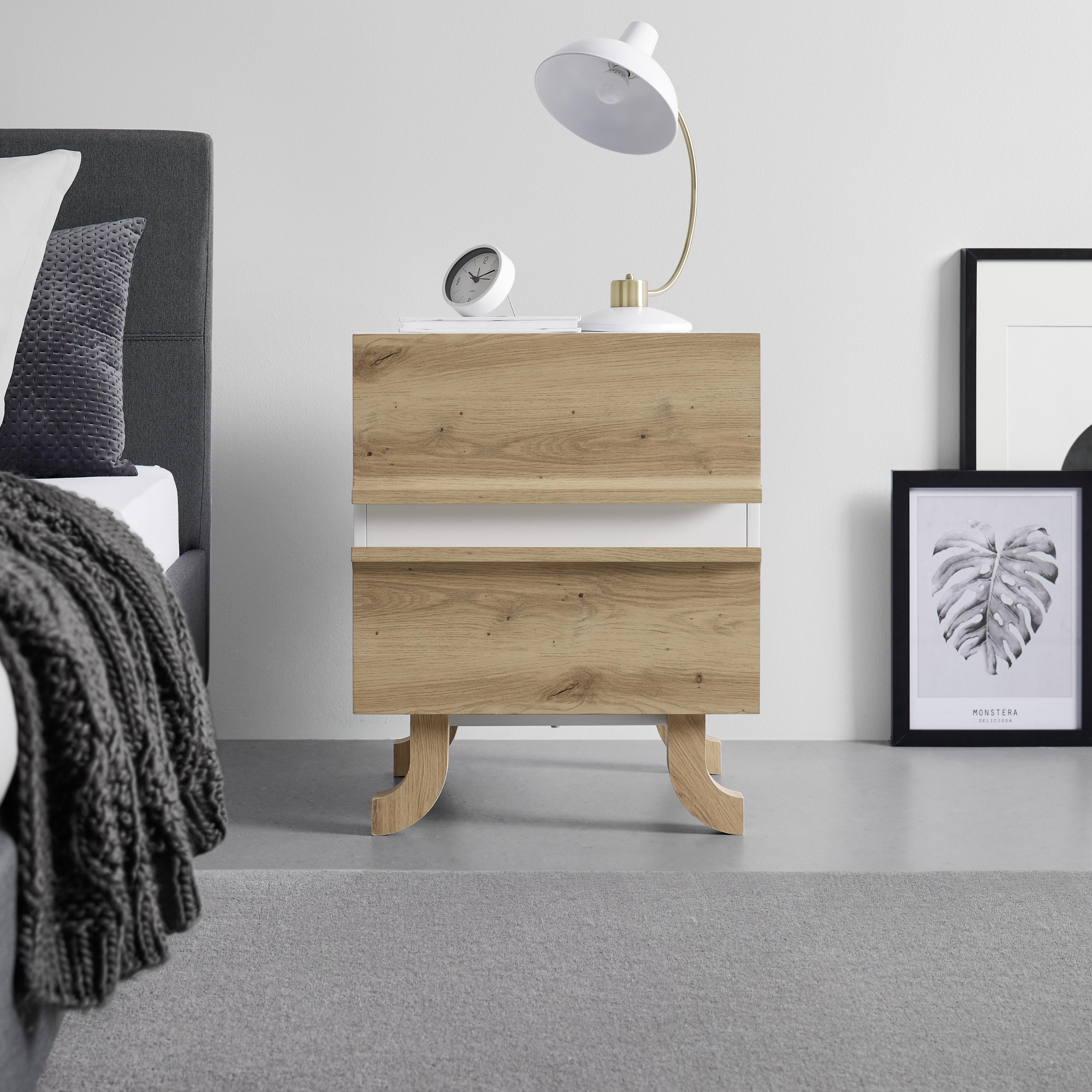 Noční Stolek Vira Barvy Dubu/bílá - barvy borovice/bílá, Moderní, dřevo (48/43/60cm) - Bessagi Home
