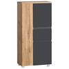 Midischrank Varese B: 65 cm Grau/Eiche Wotan - Silberfarben/Eiche Wotan, MODERN, Holzwerkstoff (65/130/35cm) - Held
