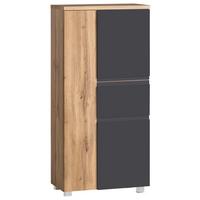 Midischrank Varese B: 65 Cm Grau/eiche Wotan - Silberfarben/Eiche Wotan, MODERN, Holzwerkstoff (65/130/35cm) - Held