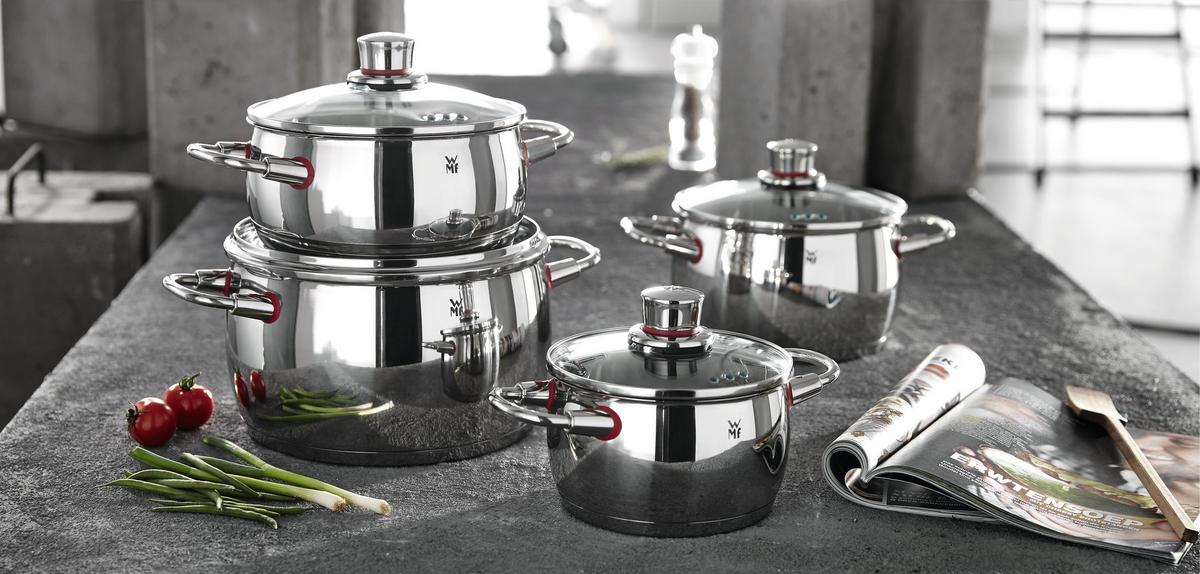 KOCHTOPFSET 4-Teilig - Edelstahlfarben, Basics, Glas/Metall - WMF