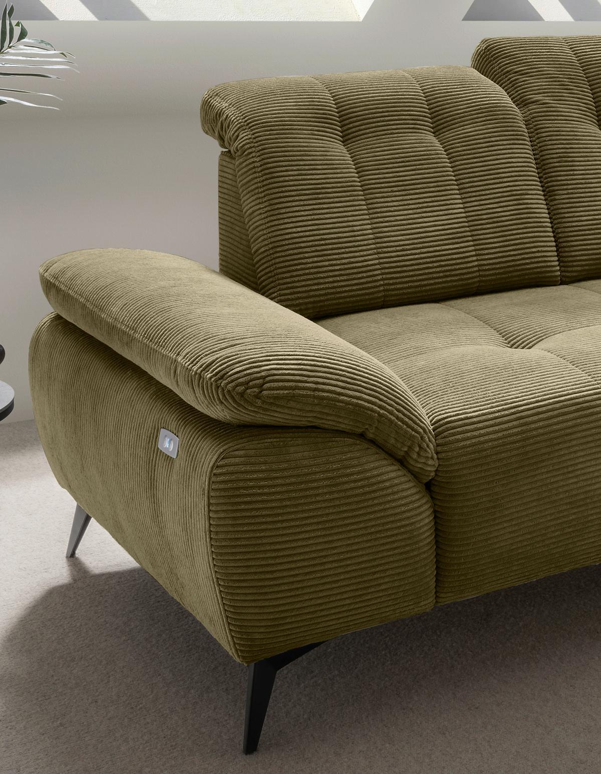 Ecksofa Fiore, Olivgrün S: 272x200 cm - Schwarz/Olivgrün, MODERN, Textil (272/200cm) - Livetastic