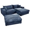 Ecksofa Funny S Rechts Blau mit Hocker S: 265x180 cm - Blau/Schwarz, Basics, Textil (265/180cm) - Livetastic