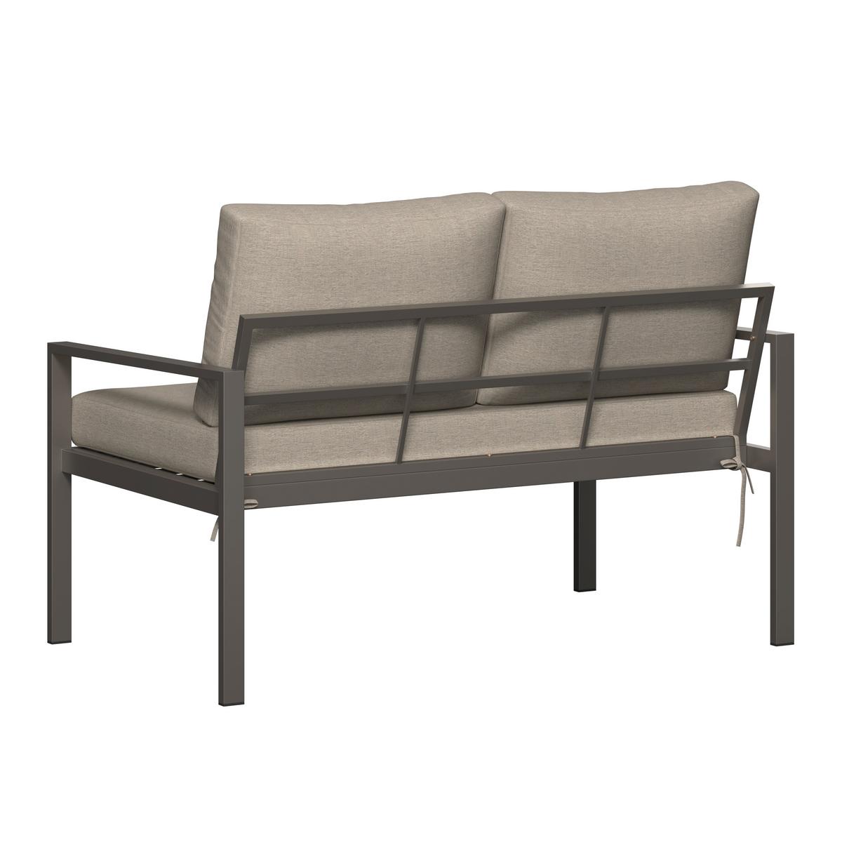 Loungegarnitur Zamora - Graubraun/Beigebraun, MODERN, Textil/Metall (105/35,5/50cm) - Beldano