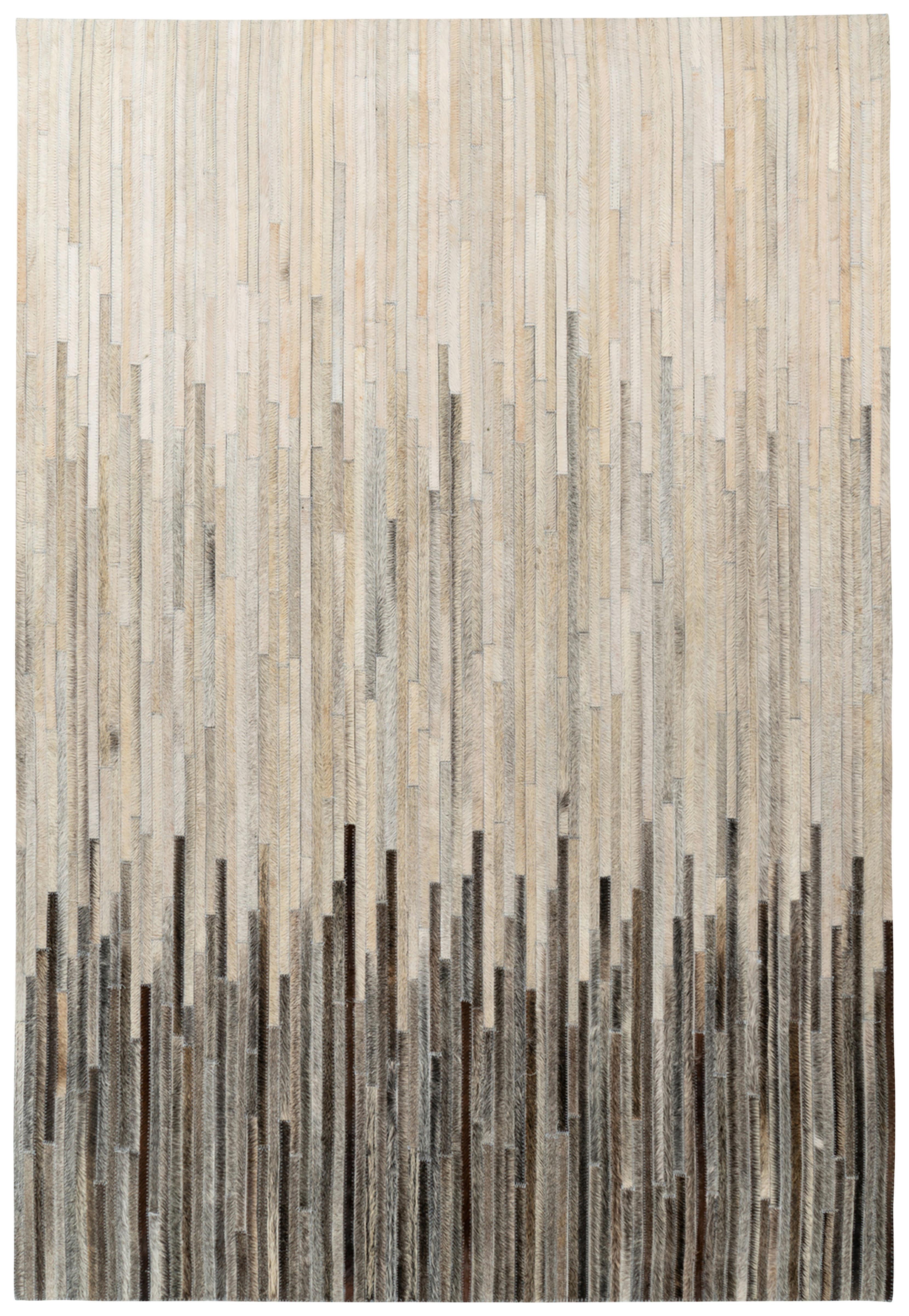 Lederteppich Ravi 300 - Creme/Schwarz, KONVENTIONELL, Leder (120/170cm)