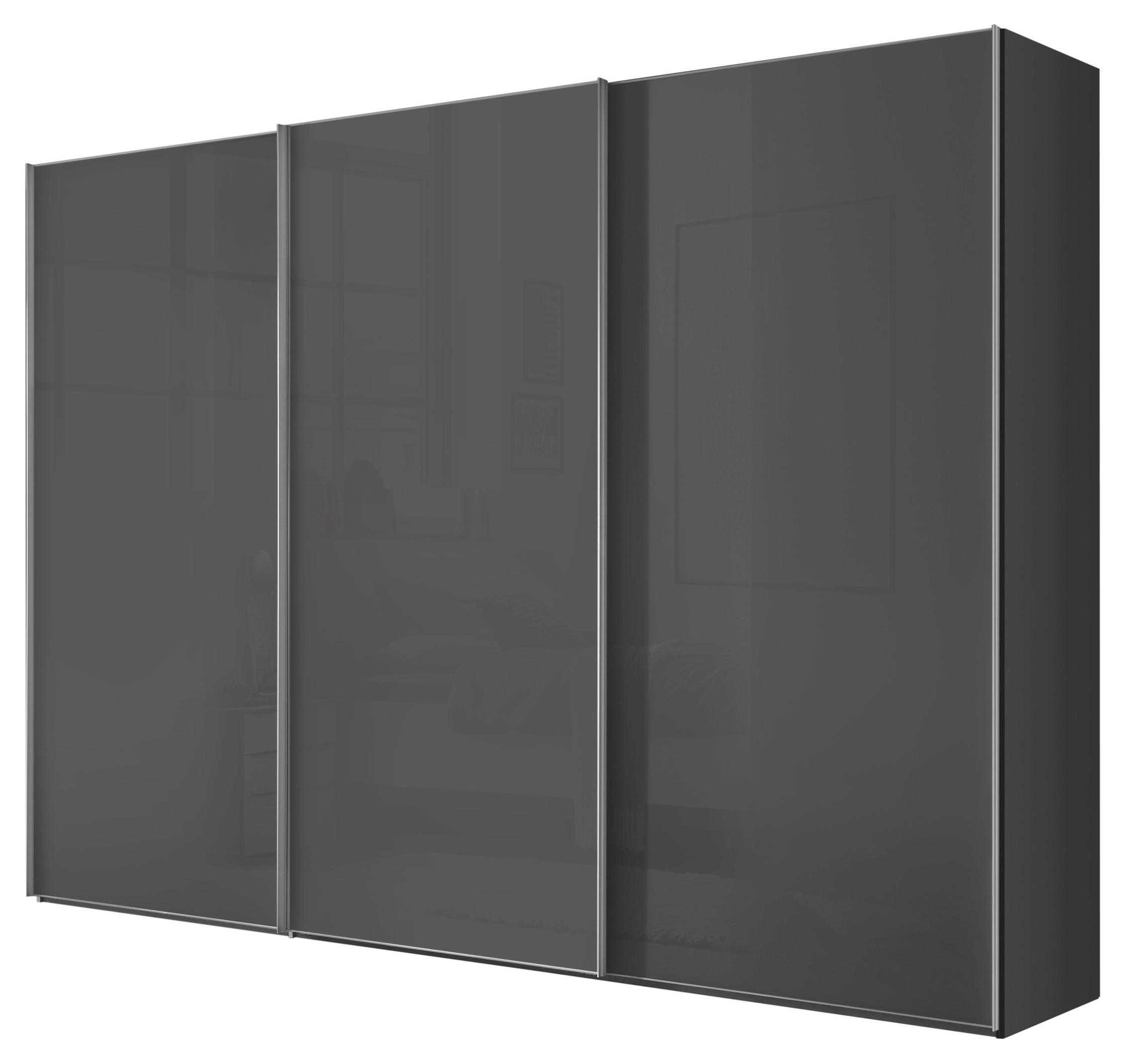 Tolóajtós Szekrény Lumos 249/222cm - sötétszürke, Trend, faalapú anyag/üveg (249/222/64cm) - Luca Bessoni