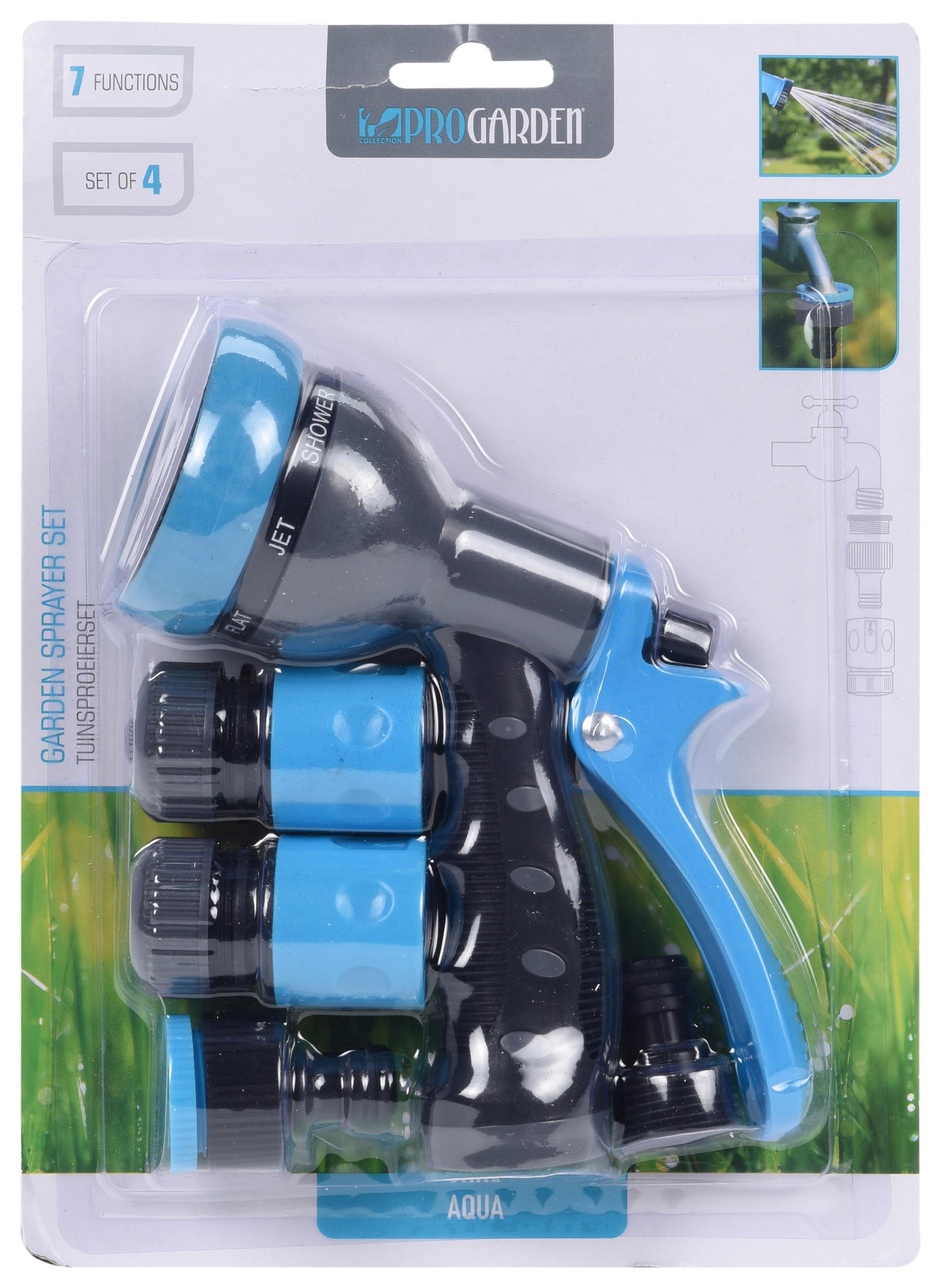 Szórófejszett 4 Részes - fekete/kék, műanyag (18/7/28cm)