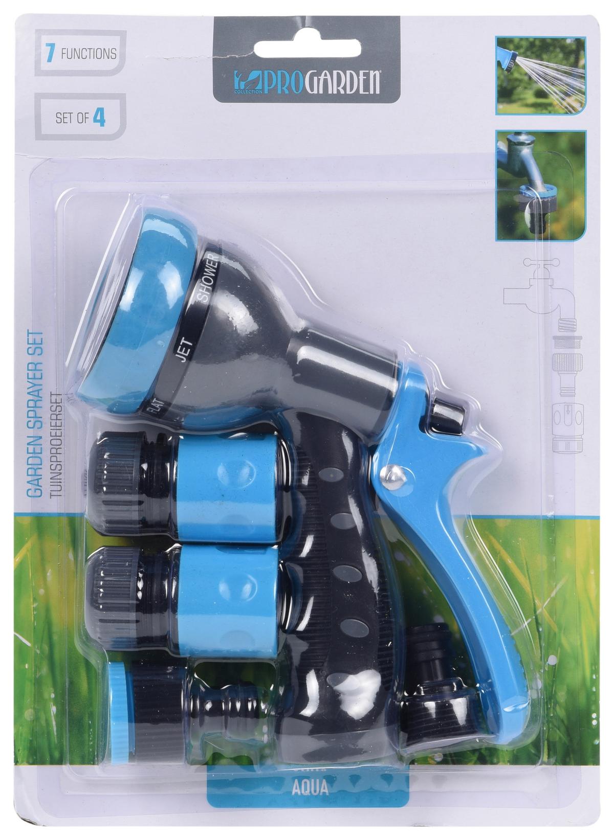 Szórófejszett 4 Részes - fekete/kék, műanyag (18/7/28cm)