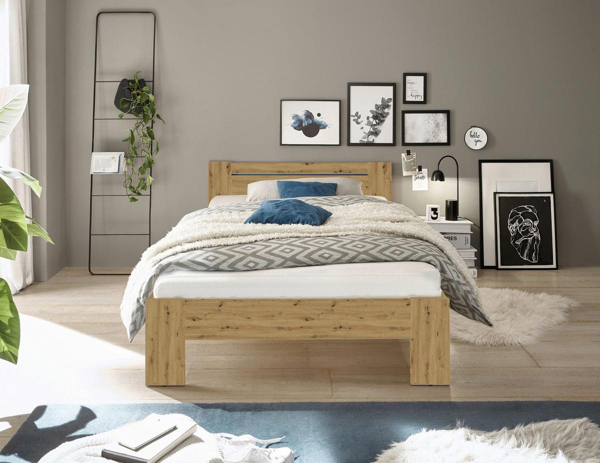 Bett Cannes 120 Eiche Artisan Dekor 120x200 - Eiche Artisan, KONVENTIONELL, Holzwerkstoff (120/200cm) - Ondega