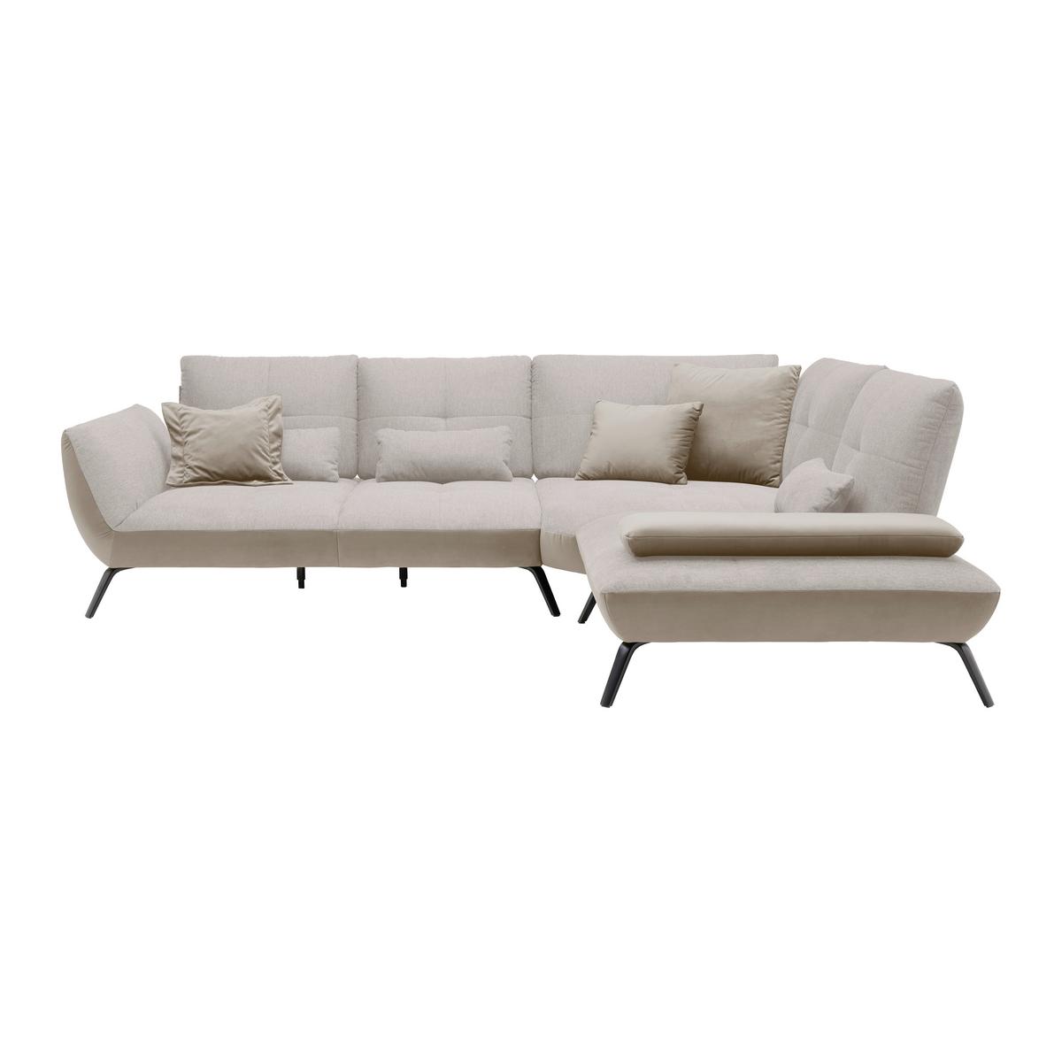 Rohová sedačka TRENDY, pravá, písková / béžová - černá/pískové barvy, Moderní, kov/kompozitní dřevo (310/93/250cm) - Premium Living