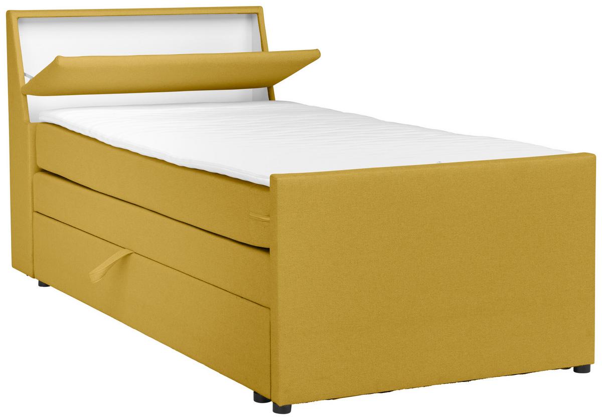 Boxspringbett Mit Bettkasten Nida 100x200 Cm Gelb - Gelb/Schwarz, MODERN, Holz/Textil (100/200cm) - MID.YOU