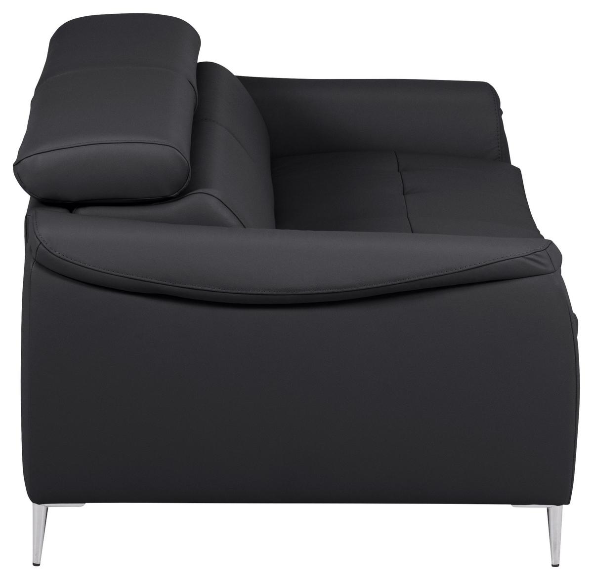 Schlafsofa Pafos Schwarz Lederlook, Rindsleder B: 203cm - Schwarz, Design, Leder/Textil (203/77-98/103cm) - MID.YOU