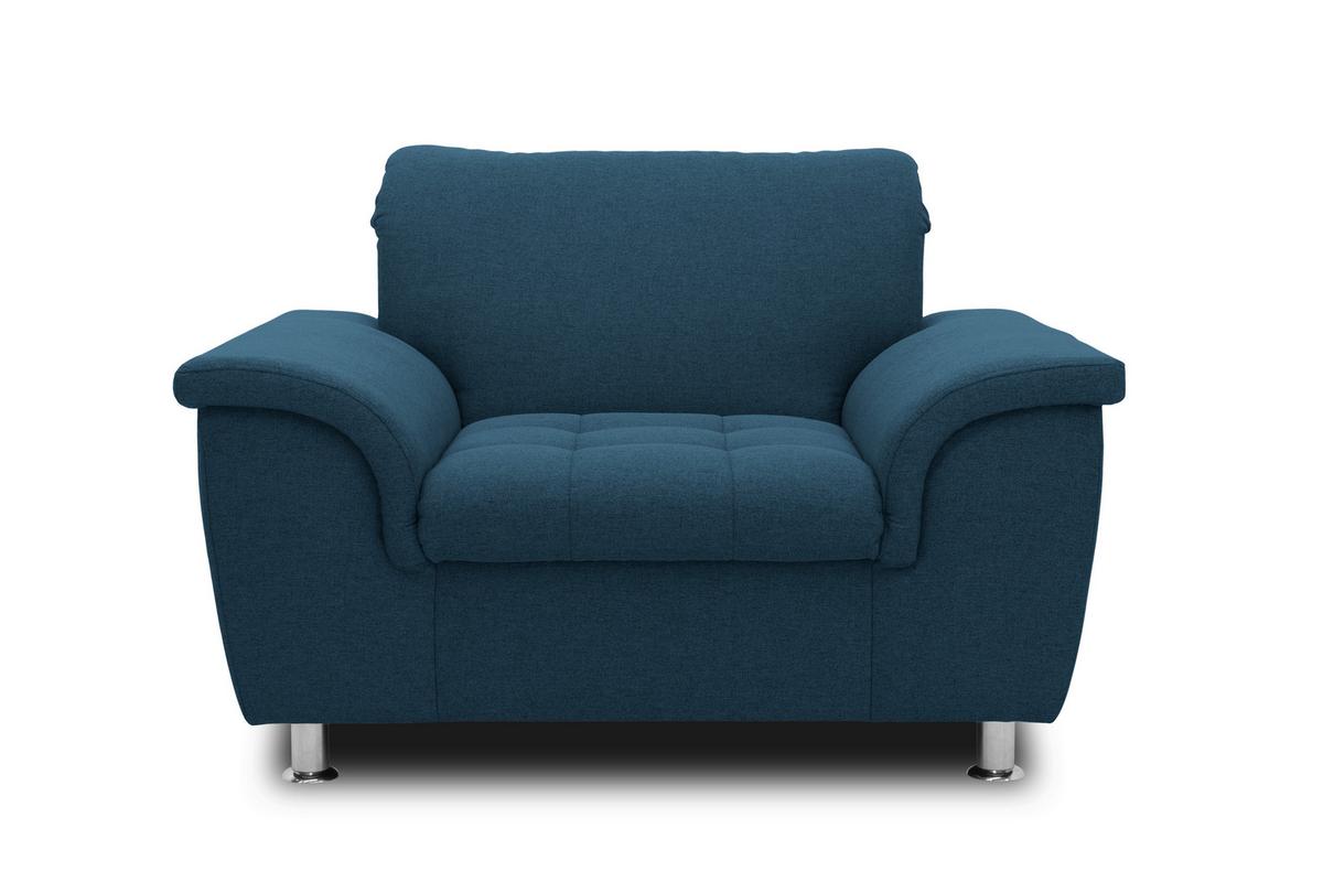 Polstersessel Mit Armlehnen Franzi Webstoff Petrol - Chromfarben/Dunkelblau, KONVENTIONELL, Textil (120/81/97cm) - MID.YOU