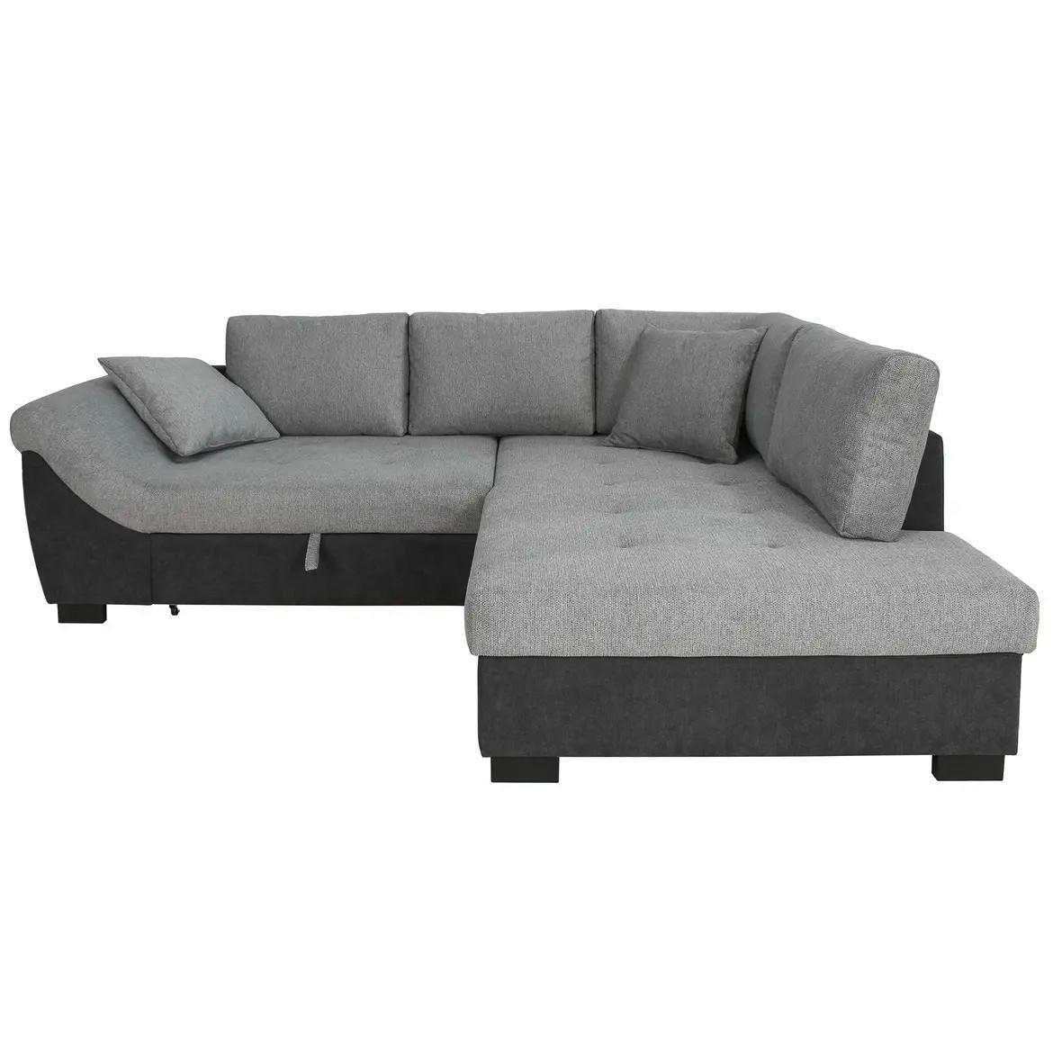 Rohová sedačka STELLA, pravá, grafitová / sivá - čierna/sivá, Design, kov/drevo (247/193cm)