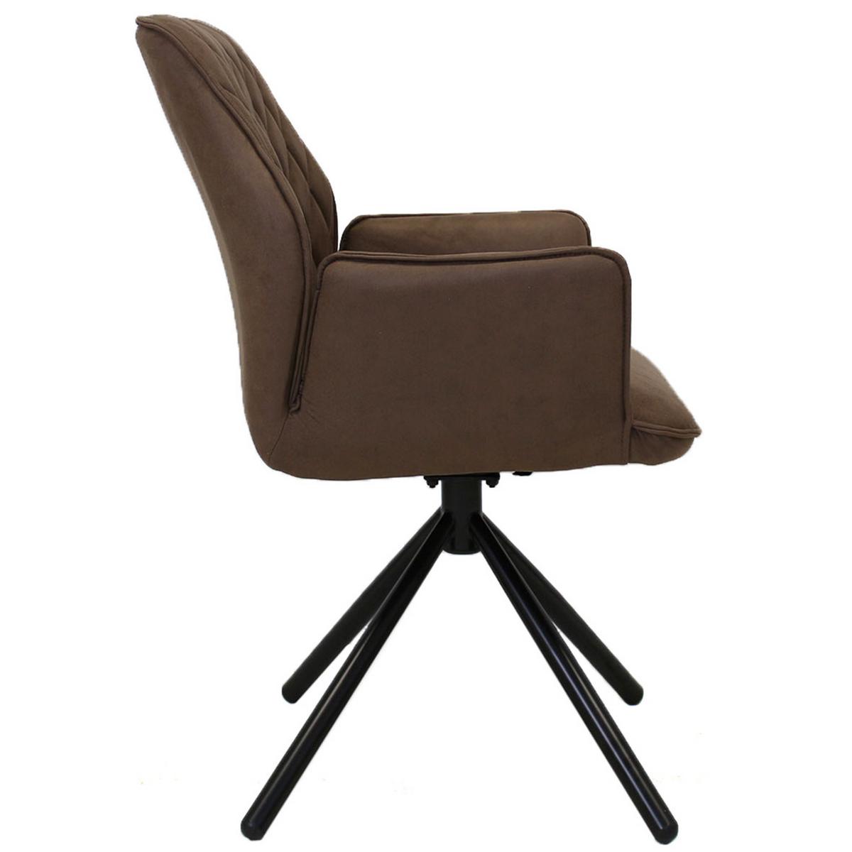 Armlehnstuhl Donny - Taupe/Schwarz, LIFESTYLE, Textil/Metall (58/92/52cm) - MID.YOU