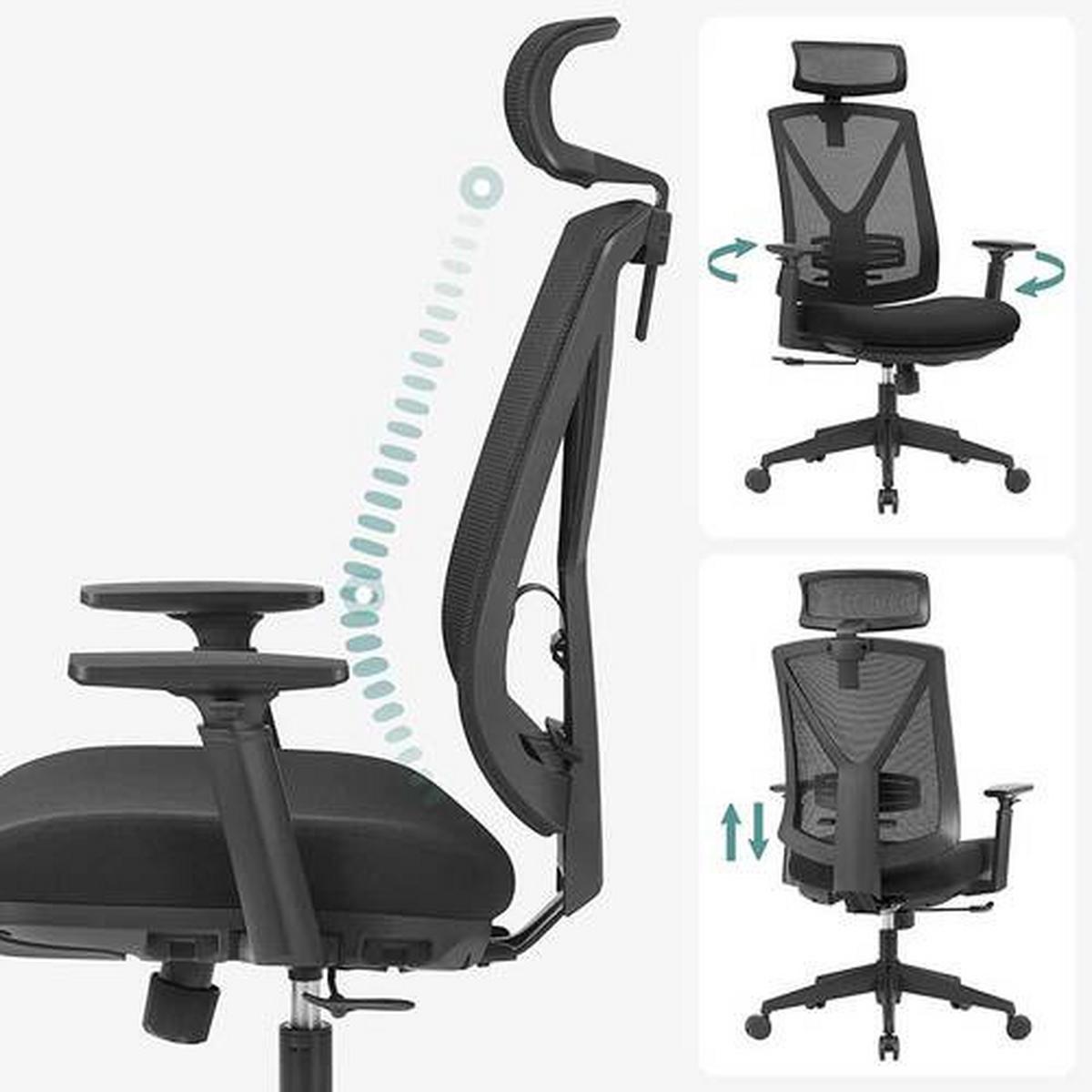 Bürostuhl mit Fußstütze Schwarz, Bis 150 Kg - Schwarz, Basics, Textil/Metall (68,5/133/70cm) - Boxxx