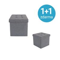 Taburet FRANZ 1+1 ZDARMA (1*kus=2 produkty) - sivá, Modern, kompozitné drevo/textil (38/38/38cm)