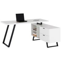 Eckschreibtisch Mit Stauraum B 60-120cm H 75cm Schwarz/weiß - Schwarz/Weiß, MODERN, Holzwerkstoff/Metall (150/60/75cm) - MID.YOU