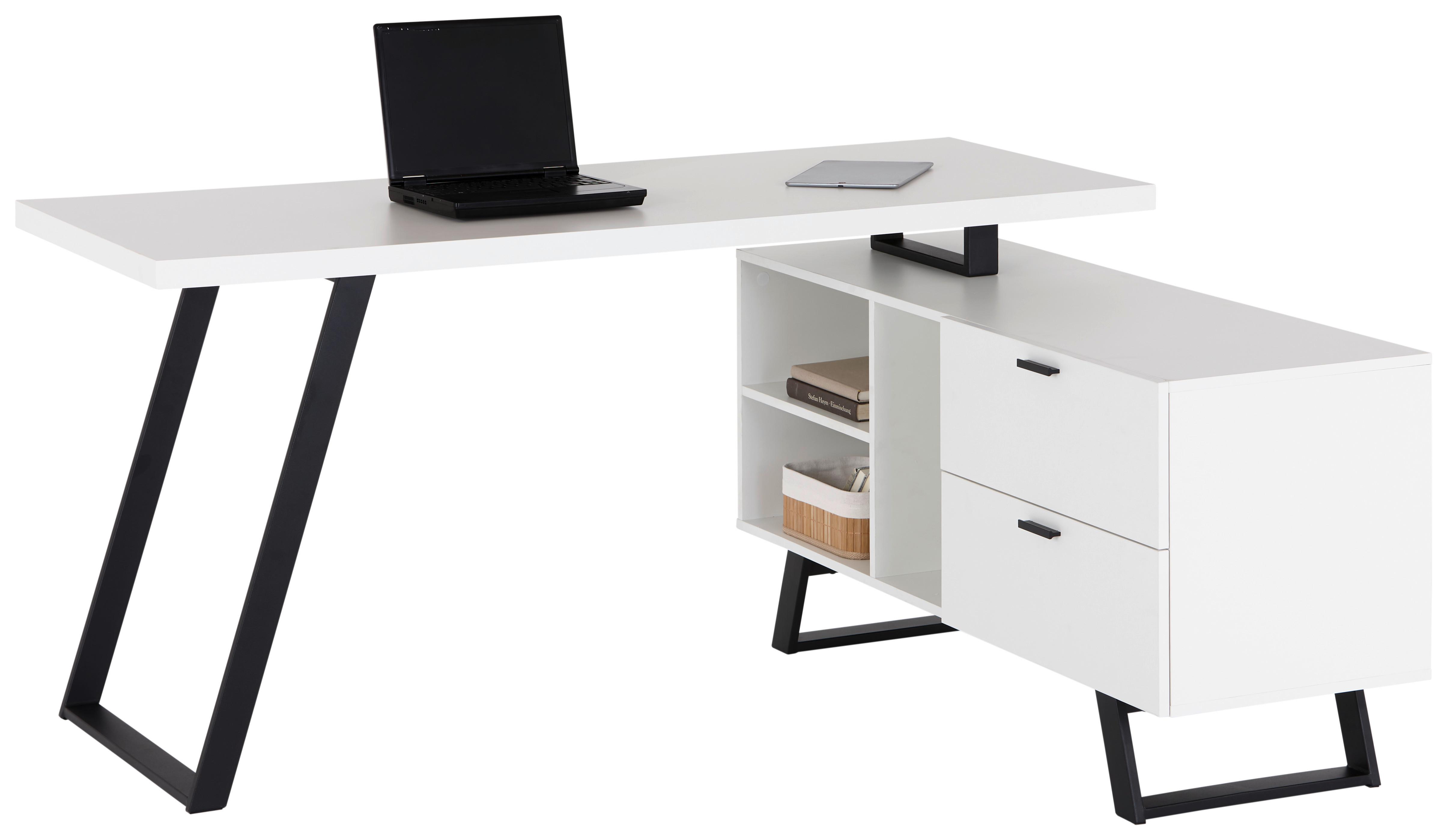 Eckschreibtisch Mit Stauraum B 60-120cm H 75cm Schwarz/weiß