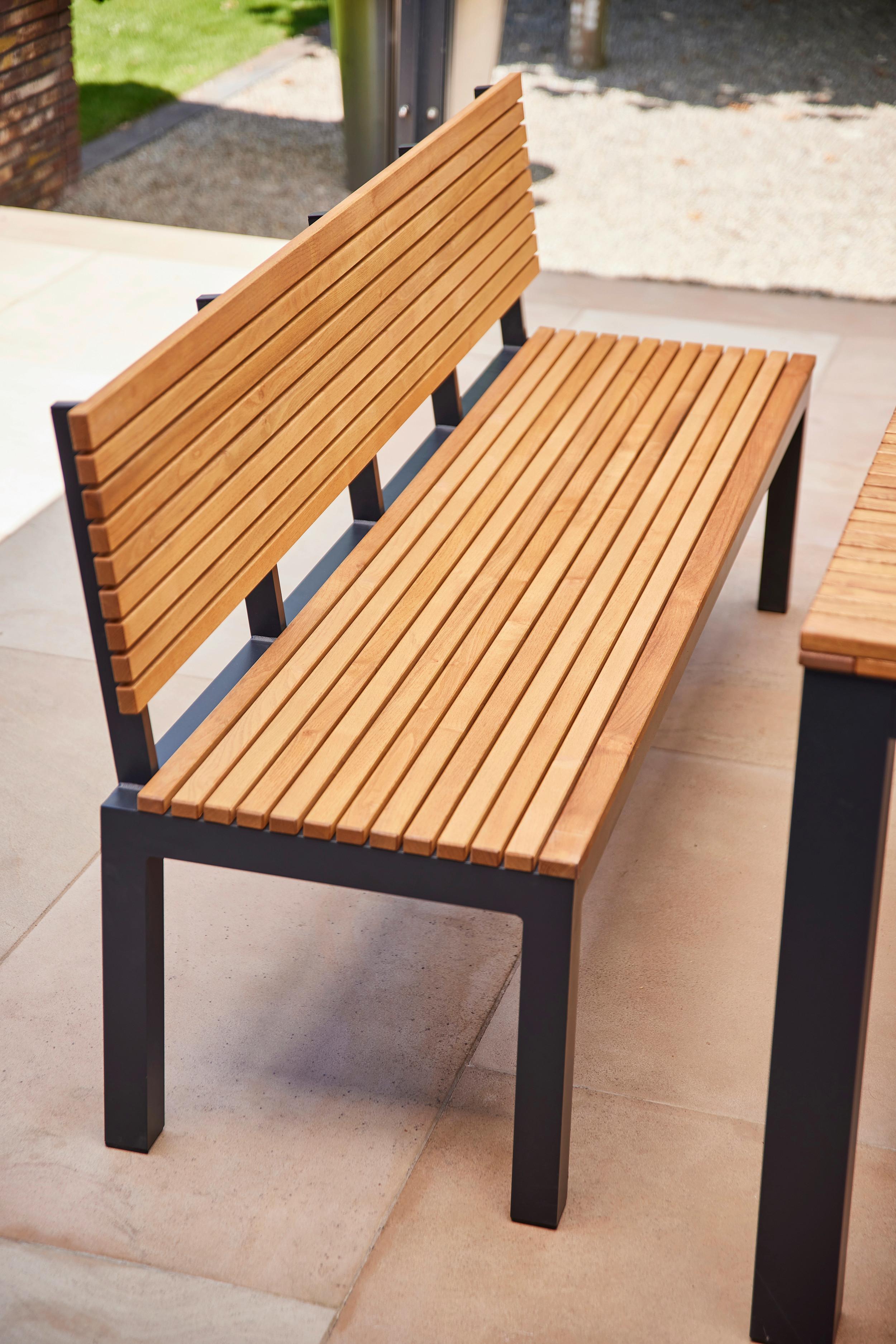 Gartenbank Holz N86394 3-Sitzer - Anthrazit/Robinienfarben, KONVENTIONELL, Holz/Metall (180/84/157,5cm) - Siena Garden