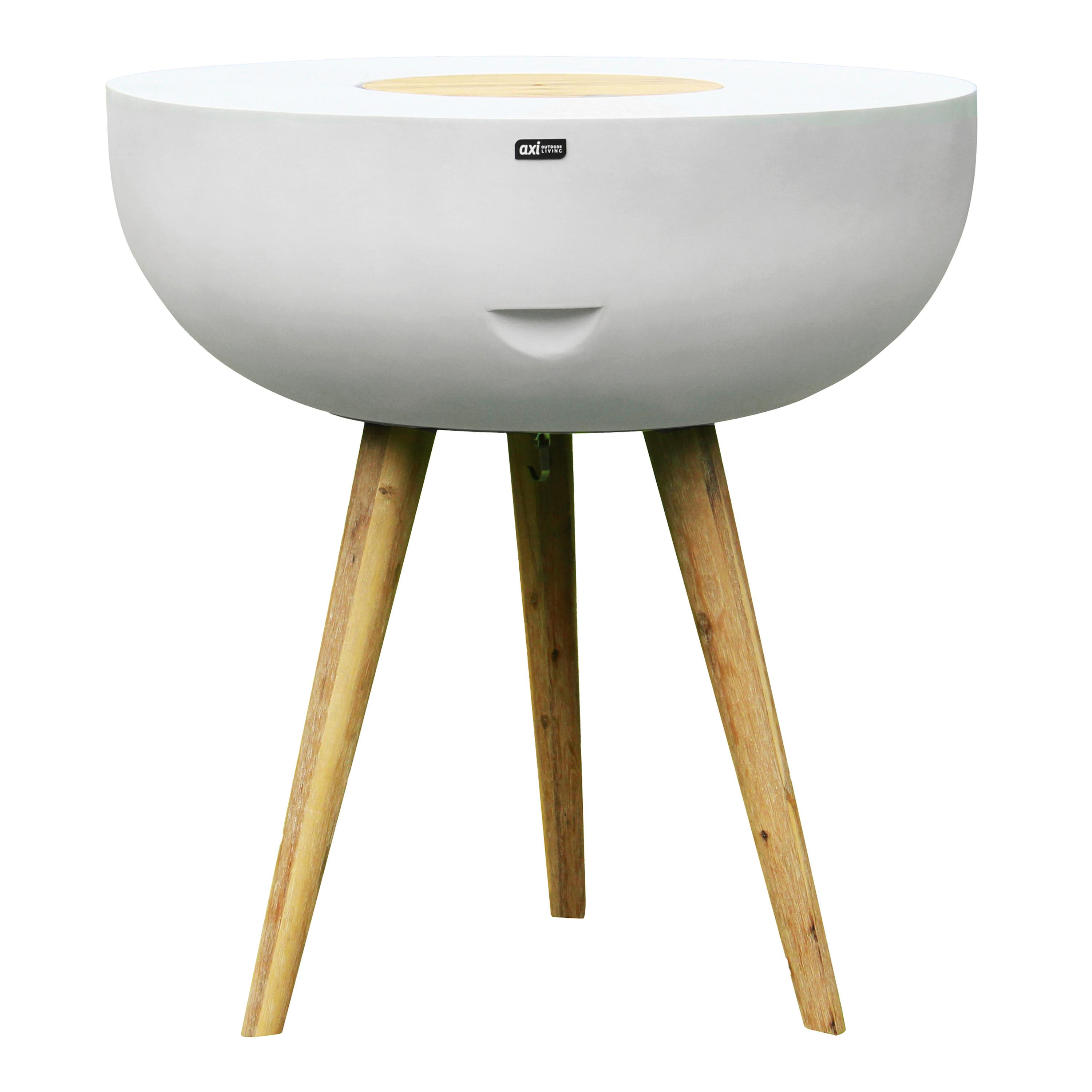 Gartentisch grau, weiß, natur L: 95 B: 95 H: 104 - Braun/Weiß, LIFESTYLE, Holz/Stein (95/95/104cm)