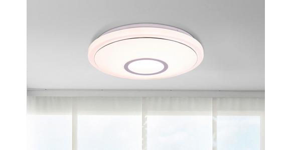 LED-Deckenleuchte Aaron Ø 40 cm mit Farbwechsler - Chromfarben/Weiß, MODERN, Kunststoff/Metall (40/8cm) - Luca Bessoni