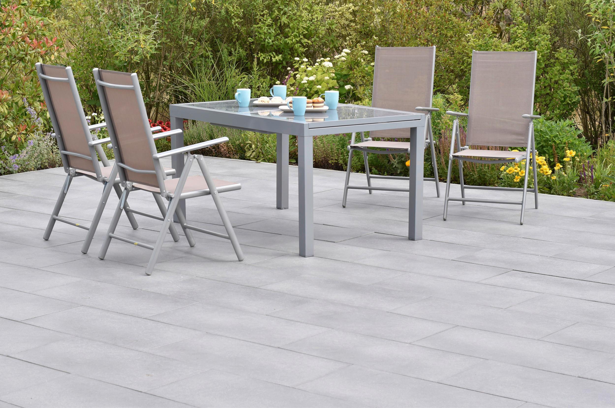 Gartenset Amalfi - Taupe/Silberfarben, MODERN, Textil/Metall - Gardenson