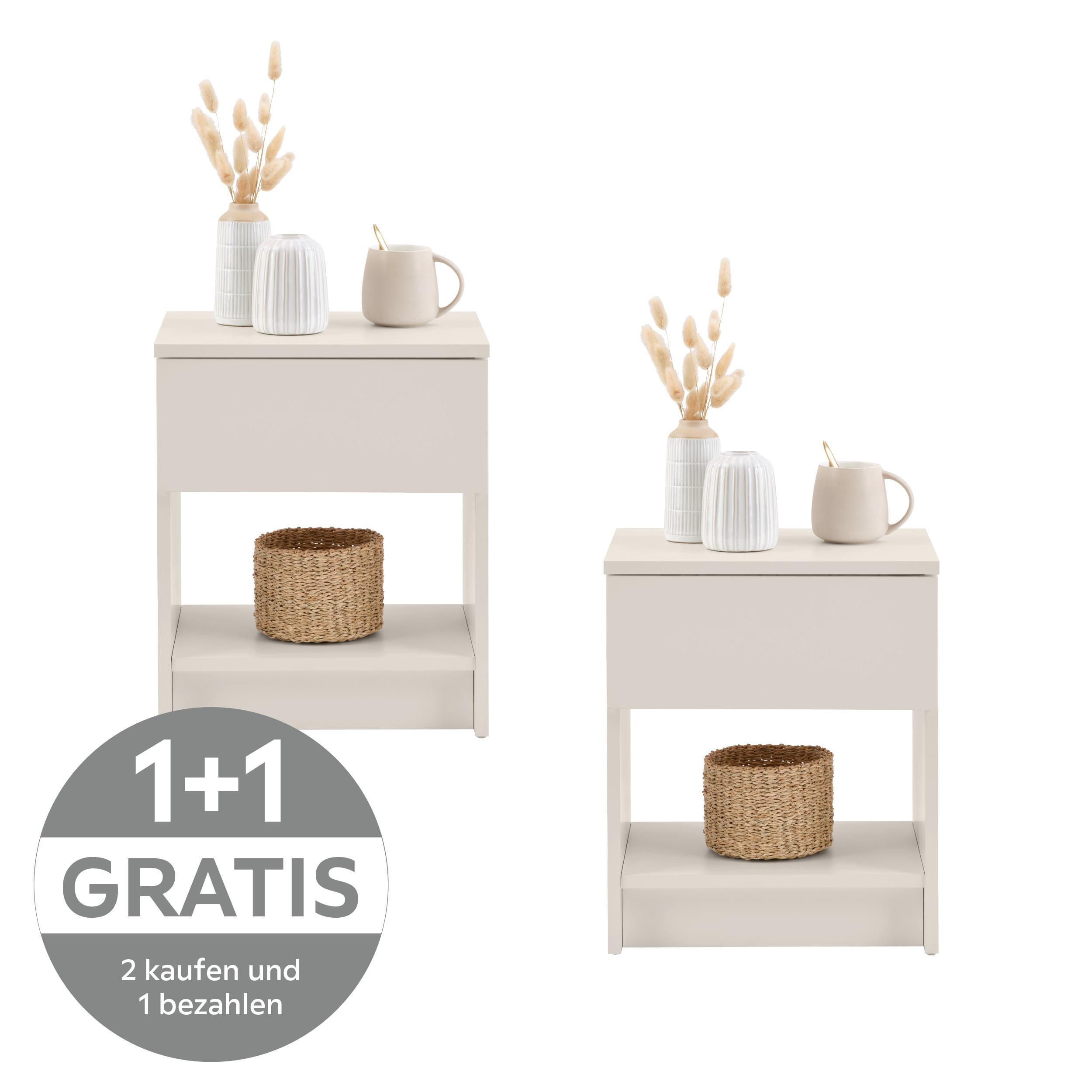 Nachtkästchen Kaschmir H: 40 cm Ribe - Kaschmir/Weiß, Basics, Holzwerkstoff (40/48/30cm) - P & B