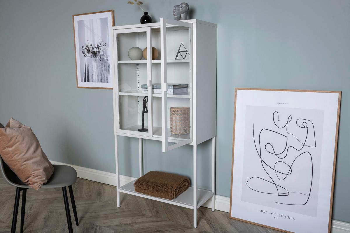 Vitrine Misha - Weiß, Design, Metall (75/150/35cm) - Livetastic
