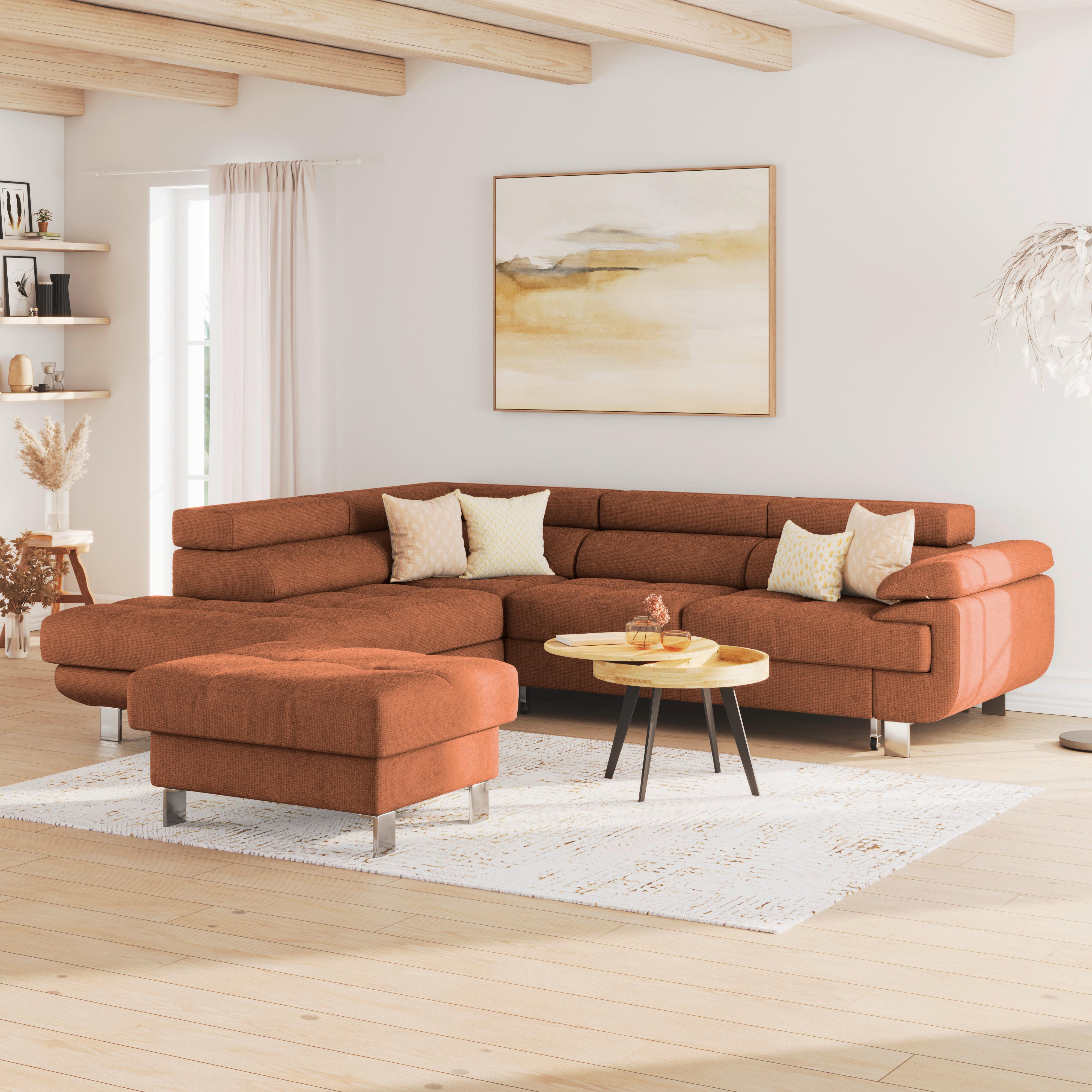 Ecksofa Savona - Rostfarben, MODERN, Textil (230/270cm) - Ondega