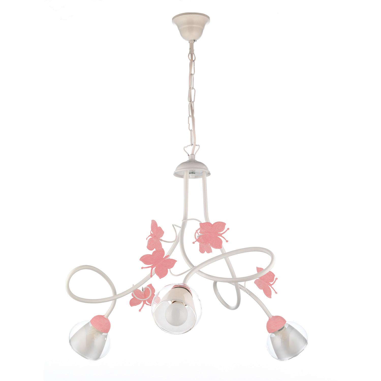 Kinderhängeleuchte 4924/3 - Pink/Weiß, Basics, Glas/Metall (65/80cm)